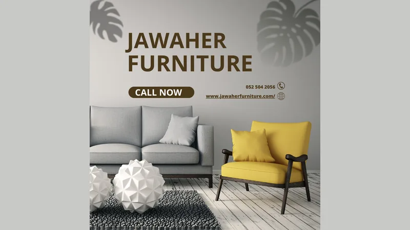 Furniture buyers in Dubai - grey sofa and yellow armchair living room set